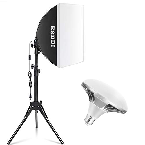 ESDDI Softbox LED Lighting Kit Photography Equipment Photo Lighting with 40 x 40 cm Reflector and 450W 5400K E27 Socket LED Bulb for Filming Studio Lighting and Portrait Photography