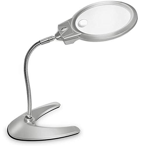 DPGPLP Large Magnifying Glass Lamp LED Lighting Desktop Magnifying Glass Hands-Free 2X 5X Combination, Used for Reading Hobby Crafts Inspection Welding