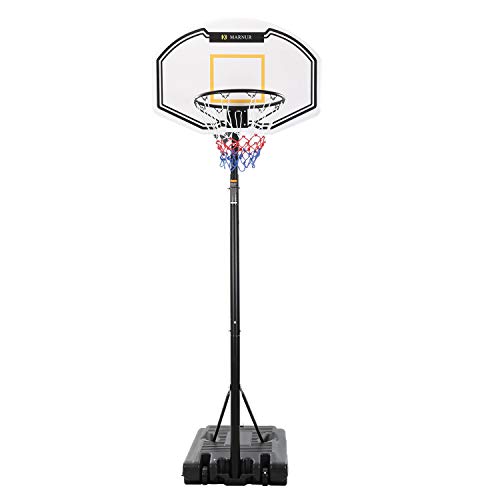 MARNUR Basketball Hoop Portable Basketball Goal Basketball System 35'x23.6' Backboard with Adjustable Height and Removable Wheels Outdoor/Indoor for Kids/Youth/Teenagers