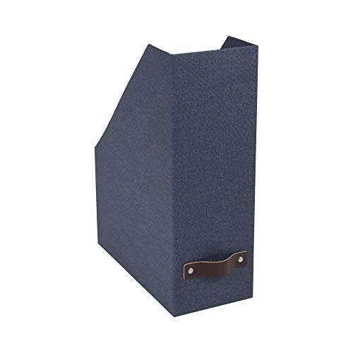 Bigso Estelle Canvas Fiberboard Upright Magazine Storage Box, 12.6 x 4.5 x 9.8 in, Blue