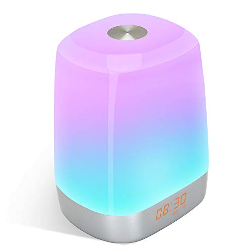 Wake-Up Light Alarm Clock-Sunrise Simulation Digital LED Clock with 5 Natural Sounds for Heavy Sleepers-Touch Control Multicolor Dimmable, USB Rechargeable Table Lamps Night Light for Bedroom