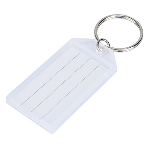 Uniclife 20 Pack Tough Plastic Key Tags with Split Ring Label Window, White