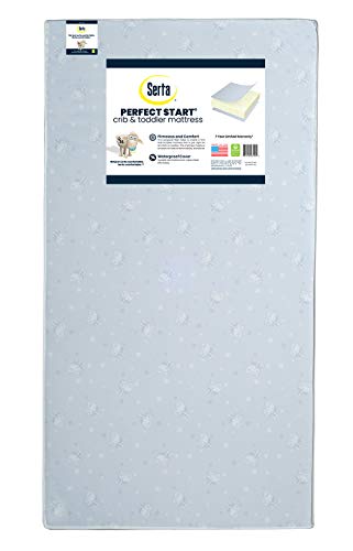 Serta Perfect Start Fiber Core Crib and Toddler Mattress Waterproof Lightweight GREENGUARD Gold Certified (Natural/Non-Toxic)