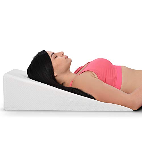 Bed Wedge Pillow With Memory Foam Top – Ideal For Comfortable - Restful Sleeping – Alleviates Neck and Back Pain, Acid Reflux, Snoring, Heartburn, Allergies - Versatile – Washable Cover, 7.5 inches