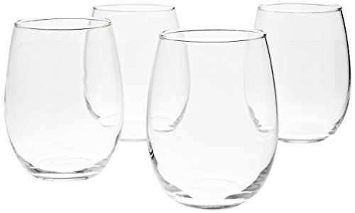 AmazonBasics Stemless Wine Glasses (Set of 4), 15 oz
