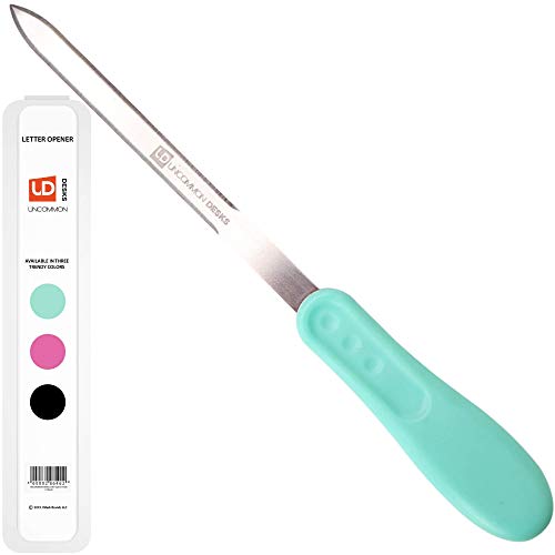 Uncommon Desks Office Letter Opener - Single-Pack, Stainless Steel Blade, Ergonomic Grip Handle (Mint Green, 1 Pieces)