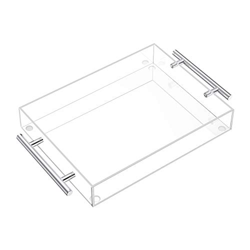 Clear Serving Tray 12'x16' - Acrylic Decorative Tray with Handles