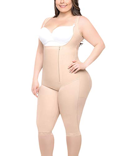 EESIM Women's Plus Size Full Body Shaper Open-Bust Slimmer Seamless Tummy Control Shapewear Bodysuit Apricot