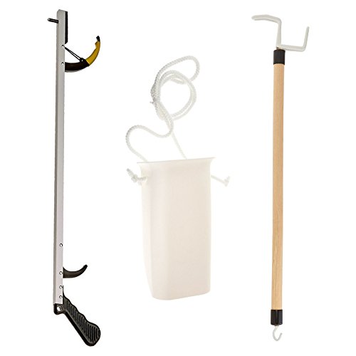 Sammons Preston 49853 Assistive Device Kit 5, Includes 26' SPR Reacher, Wide Sock Aid & 26' Dressing Stick, Adaptive Dressing & Independent Daily Living Aid for Those with Limited Reaching Ability