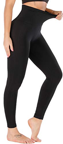 RUNNING GIRL 5 inches High Waist Yoga Leggings, Compression Workout Leggings for Women Yoga Pants Tummy Control(CK2392 Black,L)