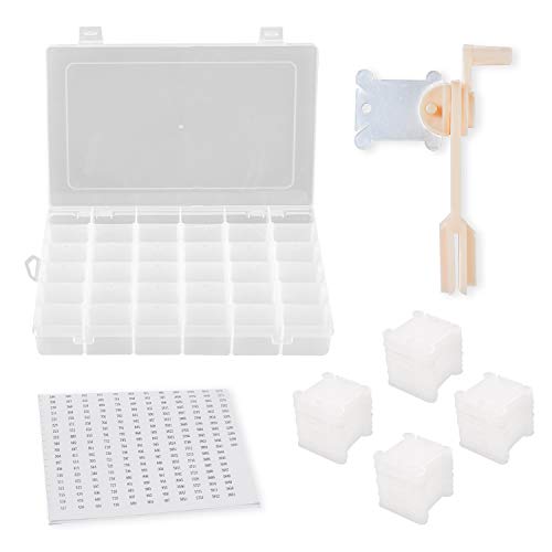36 Compartments Jewelry Storage Box with 100 Pieces Floss Bobbins 1 Pieces Floss Winder and 2 Pieces Color Chip