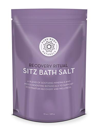 Sitz Bath Salt – Postpartum Care and Hemorrhoid Treatment – Natural Sitz Bath Soak with Epsom Salt, Dead Sea Salt, Essential Oil for Self Care and Hemmoroid Treatment, 10 ounces by Pure Body Naturals