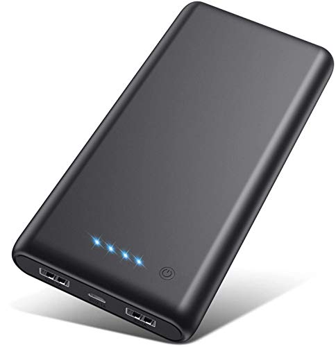 Portable Charger 26800mAh2020 Upgrade High CapacityPower Bank Ultra Compact External Battery Pack Backup with 4 LED Lights,Dual USB Ports High-Speed Charging for Cell Phones, Tablet and More (Black)