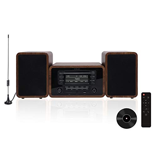 KEiiD Stereo Shelf System Powered with Bookshelf Speakers RMS 2X 25W for Home Audio Entertainment with CD Player and Bluetooth/FM Radio/USB/SD/AUX,Remote Control