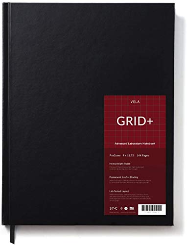 Vela Sciences S7-C Expanded Procover Lab Notebook, 9.25 x 11.75 in, 144 Pages, Black Cover (5mm Grid+, 1-Pack)