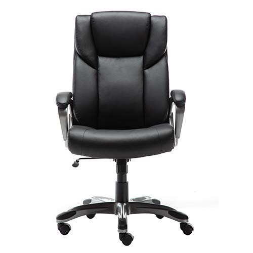 AmazonBasics High-Back Bonded Leather Executive Office Computer Desk Chair - Black