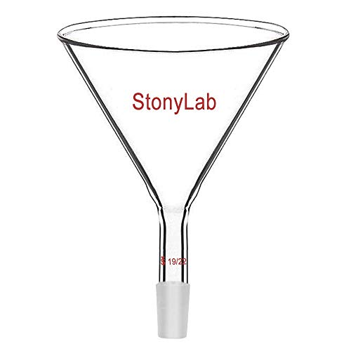 StonyLab Glass Short Stem Powder Funnel with 100 mm Top O.D. and 19/22 Inner Joint Filter Funnel Glass Funnel