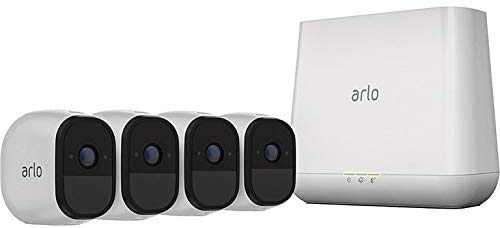 Arlo Pro 2 VMS4430P-100NAR Wireless Home Security Camera System with Siren, Rechargeable, Night Vision, Indoor/Outdoor, 1080p, 2-Way Audio, Wall Mount, 4 Camera Kit, White (Renewed)