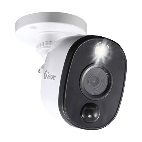 Swann Indoor/Outdoor Home Security Camera, 1080p PIR Bullet Cam with Motion Sensor Spotlight, Infrared Night Vision, Thermal Heat Sensing, BNC Wired Add to DVR, SWPRO-1080MSFB-US