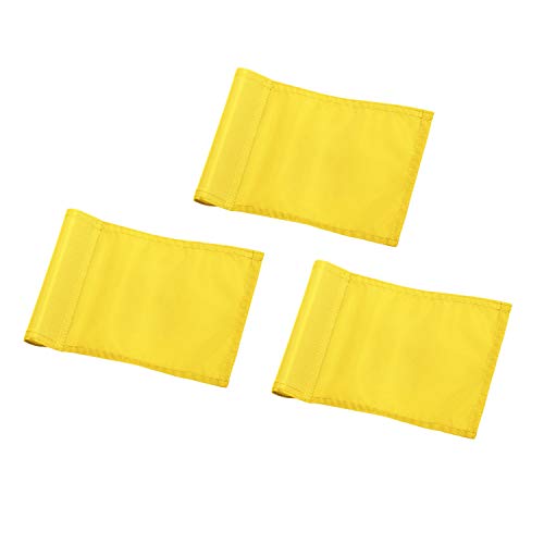 KINGTOP Solid Golf Flag with Plastic Insert, Putting Green Flags for Yard, Indoor/Outdoor, Garden Pin Flags, 420D Premium Nylon Flag, 8' L x 6' H, Yellow, 3-Pack