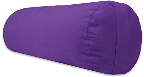 YogaAccessories Supportive Round Cotton Yoga Bolster - Purple