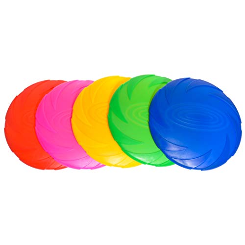 YHMY Silicone Frisbee Flying Disc Toy for Kids and Pets Flying Saucers for School, Prizes, Party Favors, Indoor Outdoor Game Colorful 5 Pack Bulk Set