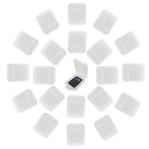 20 Pcs Plastic Memory Card Storage Case Compatible with SD MMC/SDHC PRO Duo White