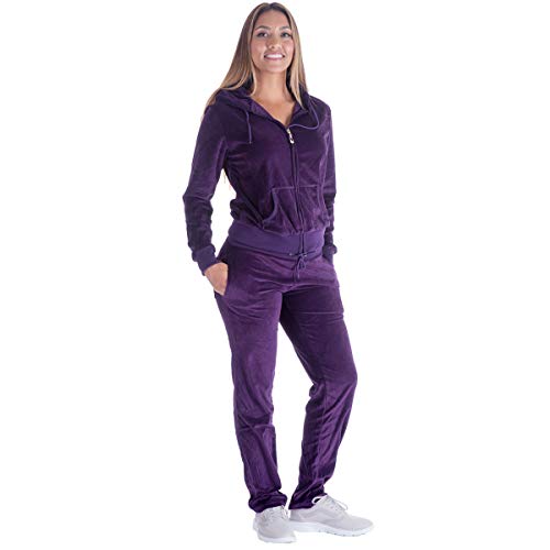 Sweat Suits for Women Set Jogging Workout Active wear Velour Outfits Hoodie and Sweatpants Cute (M, Purple)