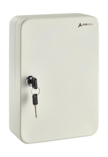 AdirOffice Key Steel Security Storage Holder Cabinet Valet Lock Box (48 Key, White)