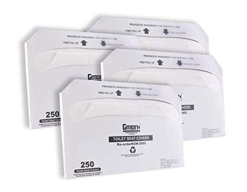 Gmark Paper Toilet Seat Covers - Disposable Virgin Paper Half-Fold Toilet Seat Cover Dispensers - 4 Packs of 250 GM2002