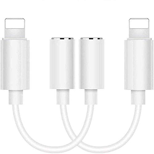 [Apple MFi Certified] Lightning to 3.5mm AUX Headphone Jack Adapter, 2 Pack iPhone 3.5 mm Headphone Audio Stereo Connector Compatible for iPhone 11/XS/XR/X 8 7 6/iPad, Support Calling + Volume Control