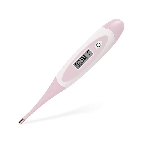 Purple Safety Digital Basal Thermometer for Fertility Monitoring - 30 Seconds Reading, Flexible, Accurate Ovulation Tracking Thermometer for Natural Family Planning- Pink