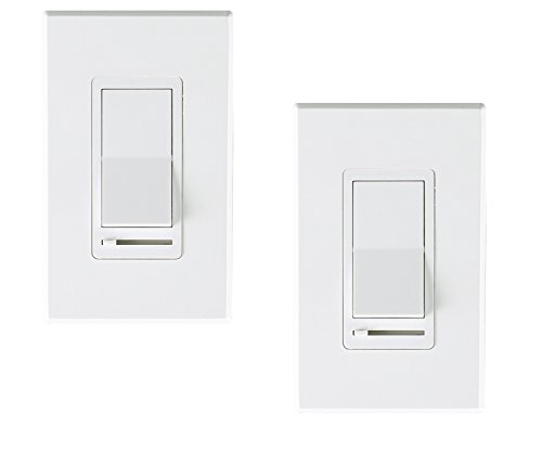 Cloudy Bay in Wall Dimmer Switch for LED Light/CFL/Incandescent,3-Way Single Pole Dimmable Slide,600 Watt max,Cover Plate Included -2 Pack