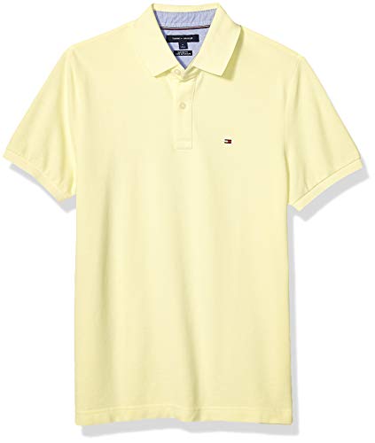 Tommy Hilfiger Men's Short Sleeve Polo Shirt in Custom Fit, Wax Yellow, MD