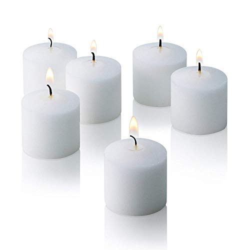 Light In The Dark White Votive Candles - Box of 72 Unscented Candles - 10 Hour Burn Time - Bulk Candles for Weddings, Parties, Spas and Decorations