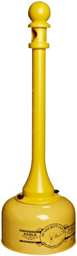 Eagle 1202 Galvanized Steel Poly Tube Cigarette Butt Receptacle, 2-1/2 gallon Capacity, 35' Height, 11' Diameter, Yellow