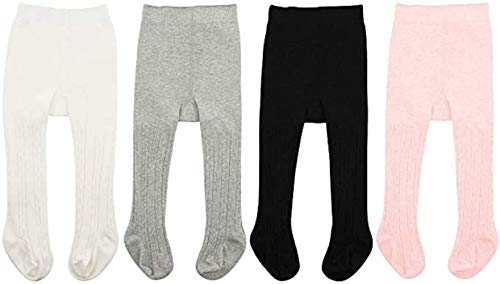 Baby Girl Tights for Toddler Newborn Infant Tight Warm Cable Knit Seamless Baby Leggings Winter Pants Stocking Solid White Black Pink Gray 2-4T