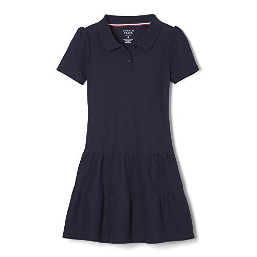 French Toast Girls Ruffle Pique Polo Dress, Navy, Small/6/6x,Little Girls