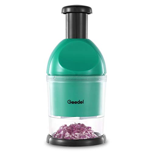 Geedel Food Chopper, Easy to Clean Manual Hand Chopper Dicer, Slap Press Chopper Mincer for Vegetables Onions Garlic Nuts Salads and More - Save Your Prep Time