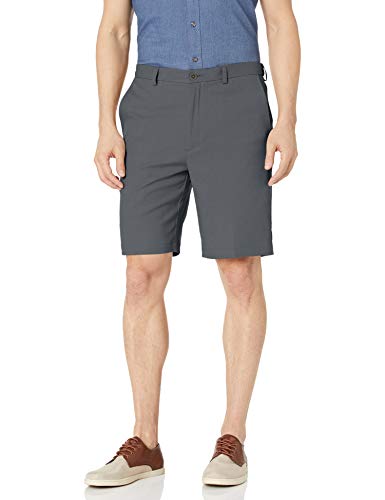 Haggar Men's Cool 18 Pro Straight Fit Stretch Solid Flat Front Short, grey, 32