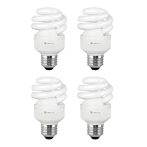 Compact Fluorescent Light Bulb T2 Spiral CFL, 2700k Soft White, 9W (40 Watt Equivalent), 540 Lumens, E26 Medium Base, 120V, UL Listed (Pack of 4)