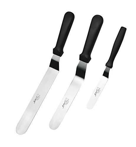 Ateco Ultra Offset Spatula 3 Piece Set; Top Sellers 1305 - 4.25 Inch, 1307 - 7.75 Inch, and 1309 - 9.75 Inch, Stainless Steel Blades