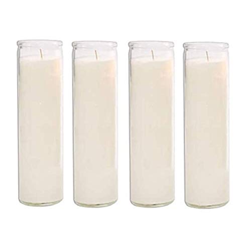 Brilux Classic White Candles in Glass, Set of 4, 8-INCHES Tall