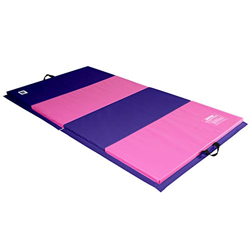 We Sell Mats 4 ft x 8 ft x 2 in Personal Fitness & Exercise Mat, Lightweight and Folds for Carrying, Purple/Pink