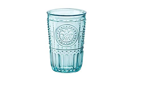 Bormioli Rocco Romantic Cooler Glass, Set of 4, 16 oz, Light Blue