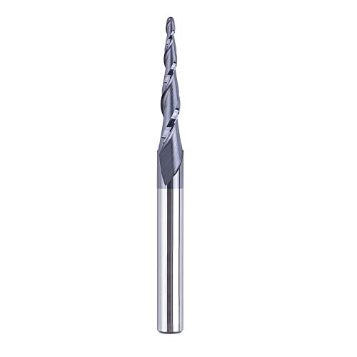 SpeTool Tungsten Carbide Tapered End Mill 1/4' Shank 3' OVL with 1.0MM Tips for Woodworking CNC Router Carving Bits