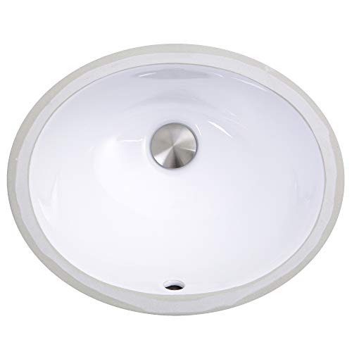 Nantucket Sinks UM-13x10-W 13-Inch by 10-Inch Oval Ceramic Undermount Vanity Sink, White