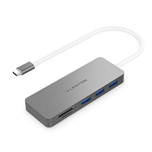 LENTION USB C Hub with 3 USB 3.0 and SD/Micro SD Card Reader Compatible 2020-2016 MacBook Pro 13/15/16, New Mac Air/iPad Pro/Surface, ChromeBook, More, Multi-Port Type C Adapter (CB-C15, Space Gray)