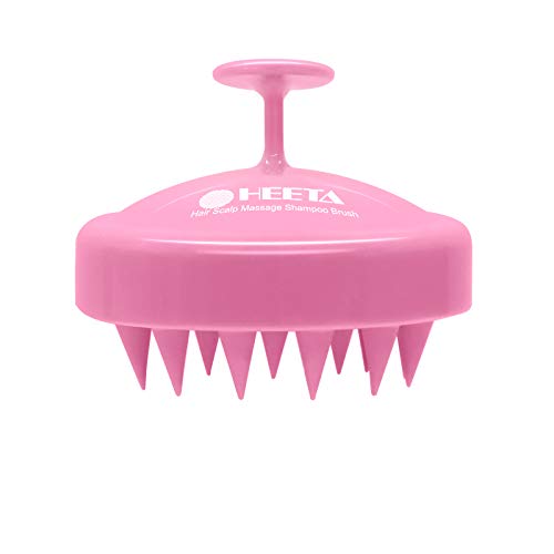 Hair Shampoo Brush, Heeta Scalp Care Brush with Soft Silicone Head Massager for Women, Men, Pet (Rose Pink)