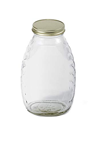Little Giant Glass Skep Jar Honey Jar with Airtight Lid (16 Ounce, 12 Pack) (Item No. HJAR16)